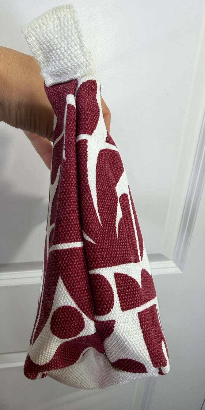 Vuori Canvas Tote Bag and Matching Zipper Pouch Set Burgundy White Geo Print - Picture 5 of 5